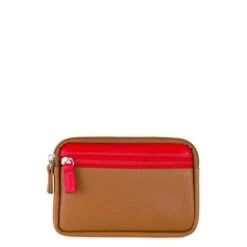 Mywalit Small Leather Double Zip Purse Portemonnee Caramel