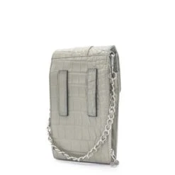 MOSZ Telefoontasje Croco Taupe Brushed Silver 6 MOSZ Telefoontasje Croco Taupe Brushed Silver -Eastpak Verkoop 2. achterkant taupe zilver