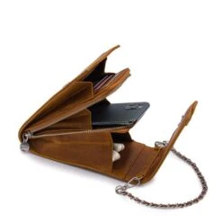 MOSZ Telefoontasje Nature Vintage Cognac Brushed Silver -Eastpak Verkoop 3 vintage cognac silver