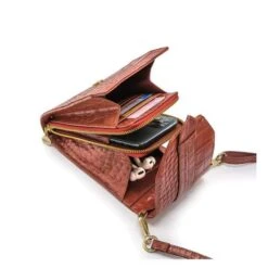 MOSZ Telefoontasje Croco Cognac Gold -Eastpak Verkoop 3. binnenkant bruin goud