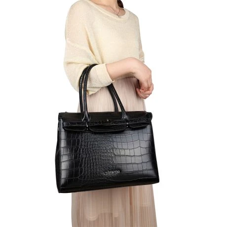 Wimona Liona Handtas Croco Black 8 Wimona Liona Handtas Croco Black - Afbeelding 8