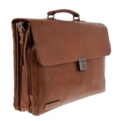 Plevier Decca Leren Aktentas 2-Vaks 17.3" Bruin -Eastpak Verkoop 859 2 zijkant voor