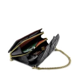 MOSZ Krisbag Telefoontasje Quilted Black Shiny Light Gold -Eastpak Verkoop binnen quilted kris