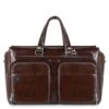 Piquadro Black Square Weekender Duffle Laptop 15" Mahogany