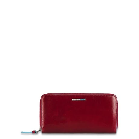 Piquadro Blue Square Women Zip Long Wallet Red 1 Piquadro Blue Square Women Zip Long Wallet Red
