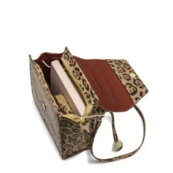 MOSZ Handtas Phoebe Cheeta Brown Shiny Light Gold -Eastpak Verkoop phoebe handbag cheatah binnenkant