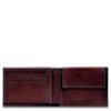 Piquadro Blue Square Men's Wallet With Flip Up With ID/Coin Pocket Mahogany