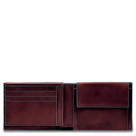 Piquadro Blue Square Men's Wallet With Flip Up With ID/Coin Pocket Mahogany 1 Piquadro Blue Square Men's Wallet With Flip Up With ID/Coin Pocket Mahogany