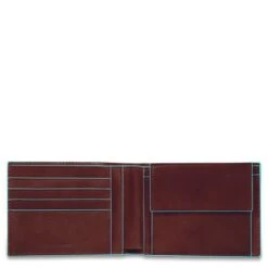 Piquadro Blue Square Men's Wallet With Coin Pocket Mahogany